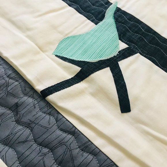 Winter Birds Table Topper, Quilted Panel from Table Please, Part TWO, Muted Past - Picture 5 of 6